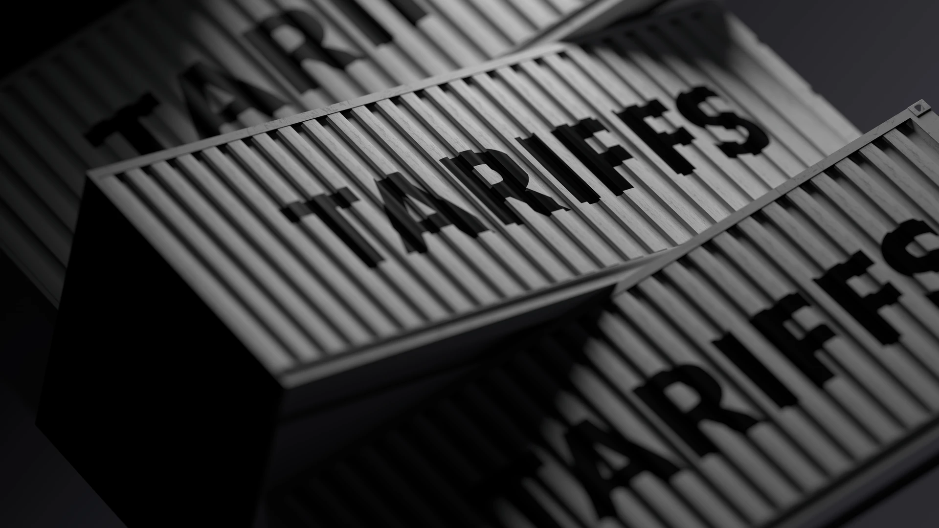 Shipping containers labeled tariff