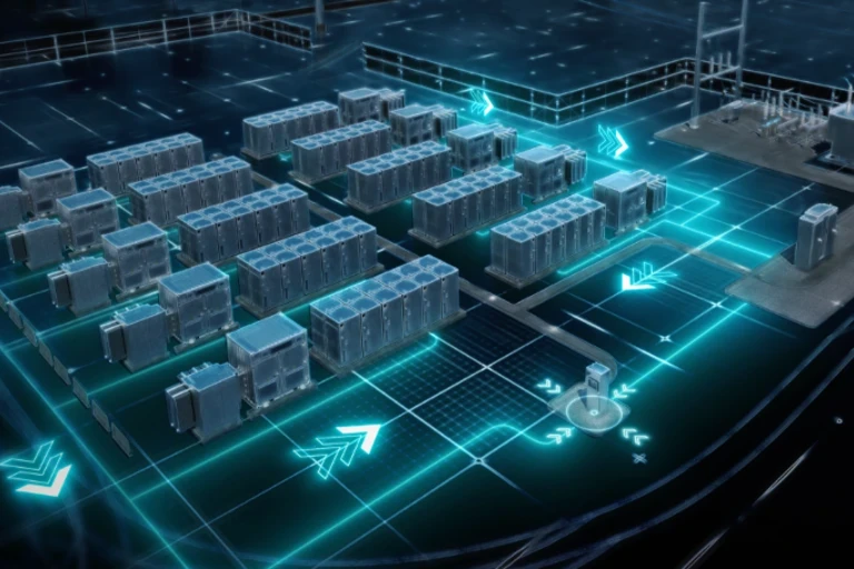 Conceptual rendering of data flow around battery energy storage site