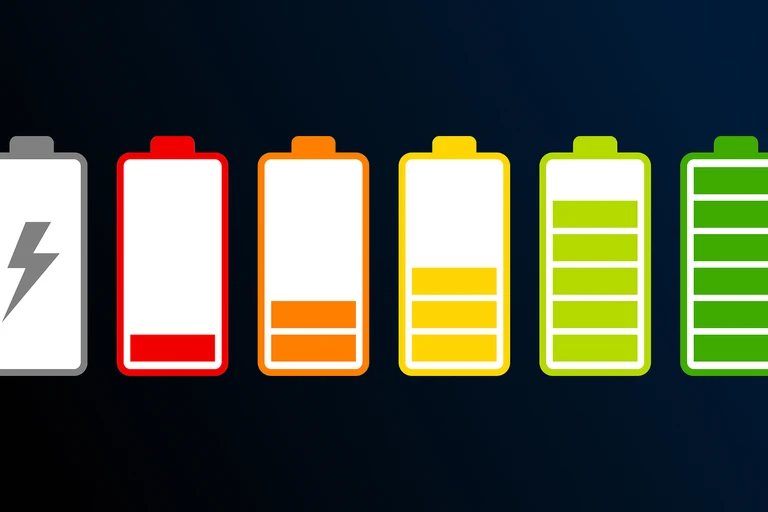 Illustration of batteries with different charges