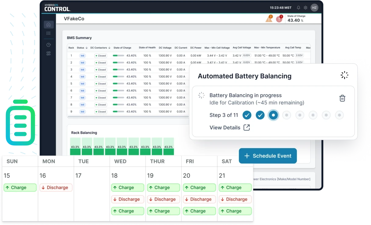 Collgage of screenshots of HybridOS Energy Management Software
